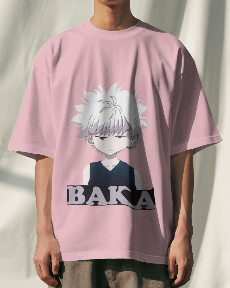 Killua Baka Premium Pink Oversized T Shirt |HUNTER X HUNTER FOXTALE