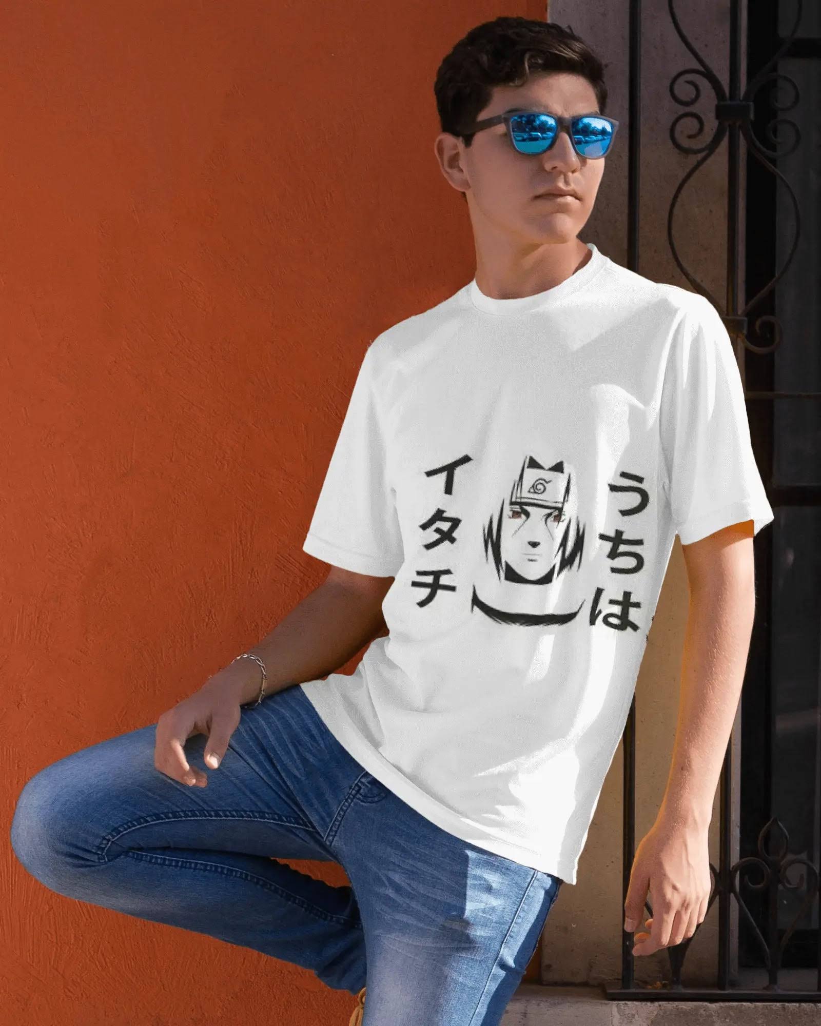 Itachi from Naruto White Oversized T shirt FOXTALE