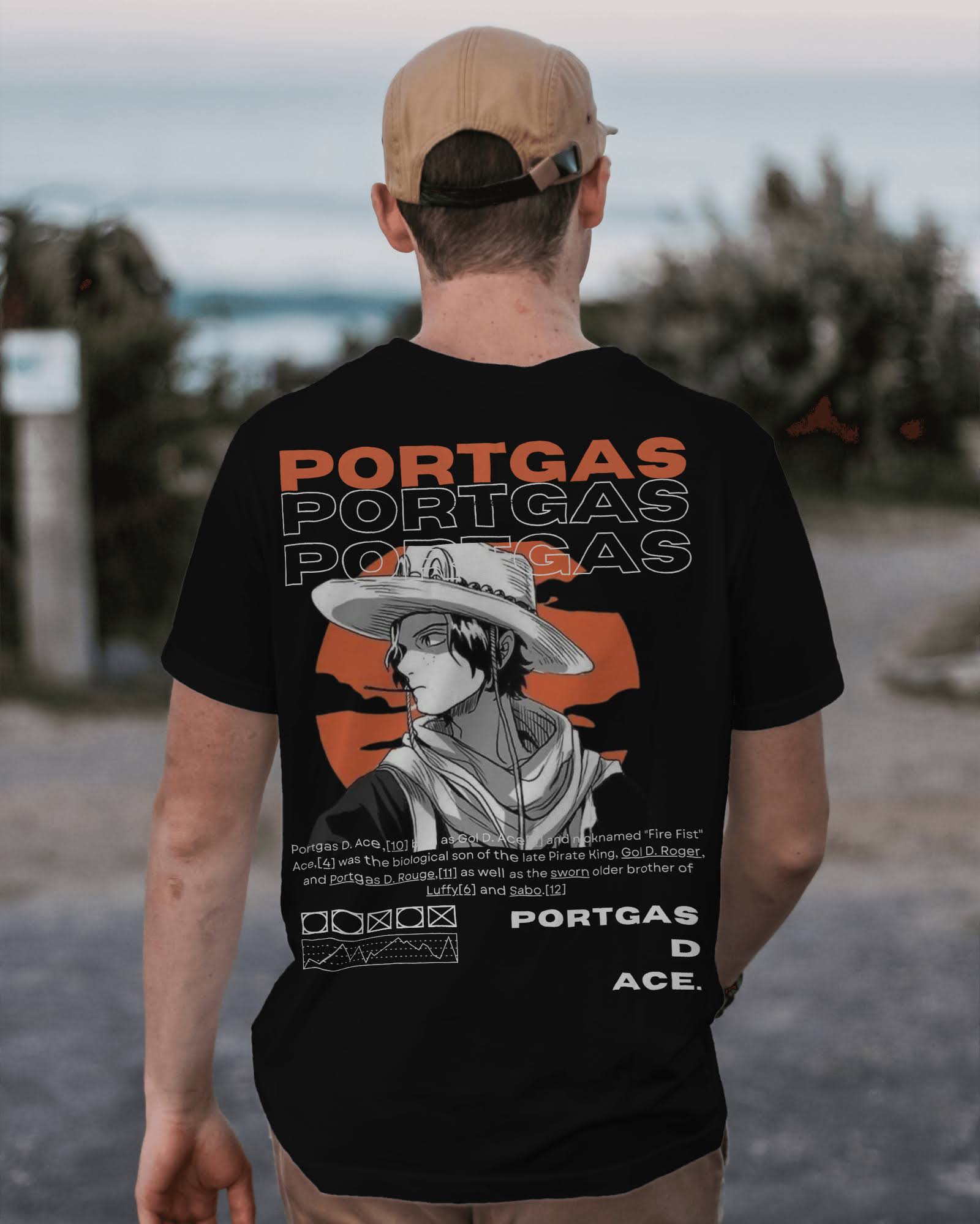 One Piece - Portgas D Ace Black Oversized T-Shirt |Unisex |Luffy FOXTALE