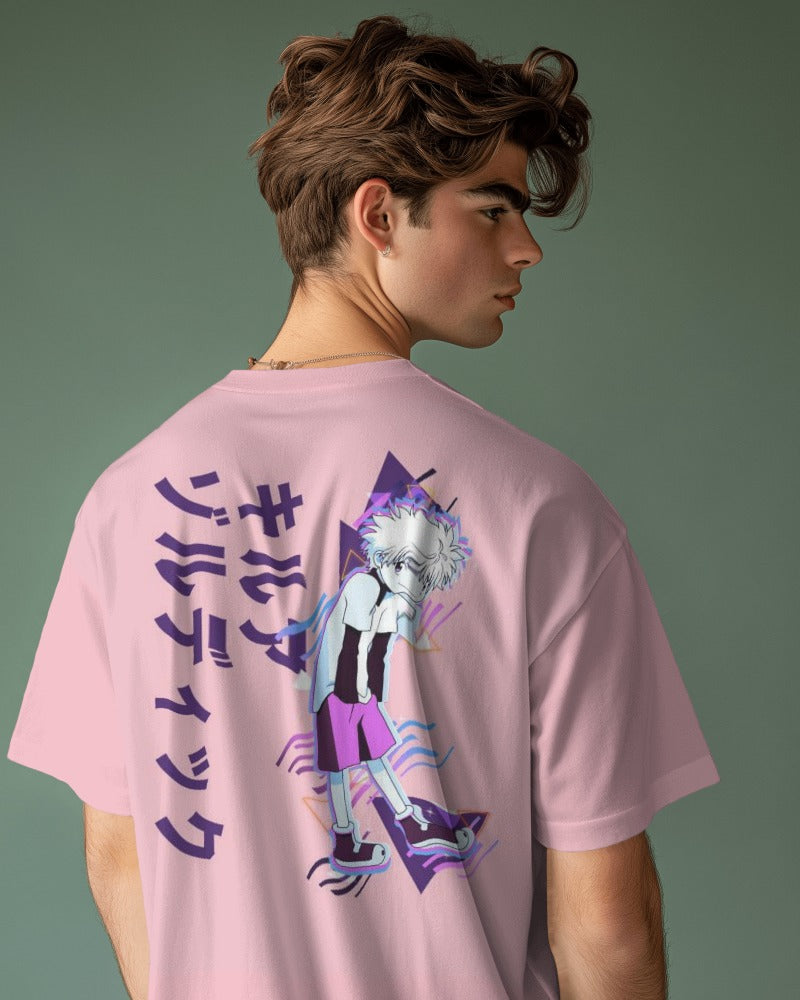 Killua Baka Premium Pink Oversized T Shirt |HUNTER X HUNTER FOXTALE